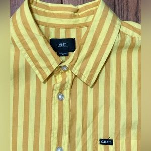 Obey - Striped Button Down S/S Shirt - Medium